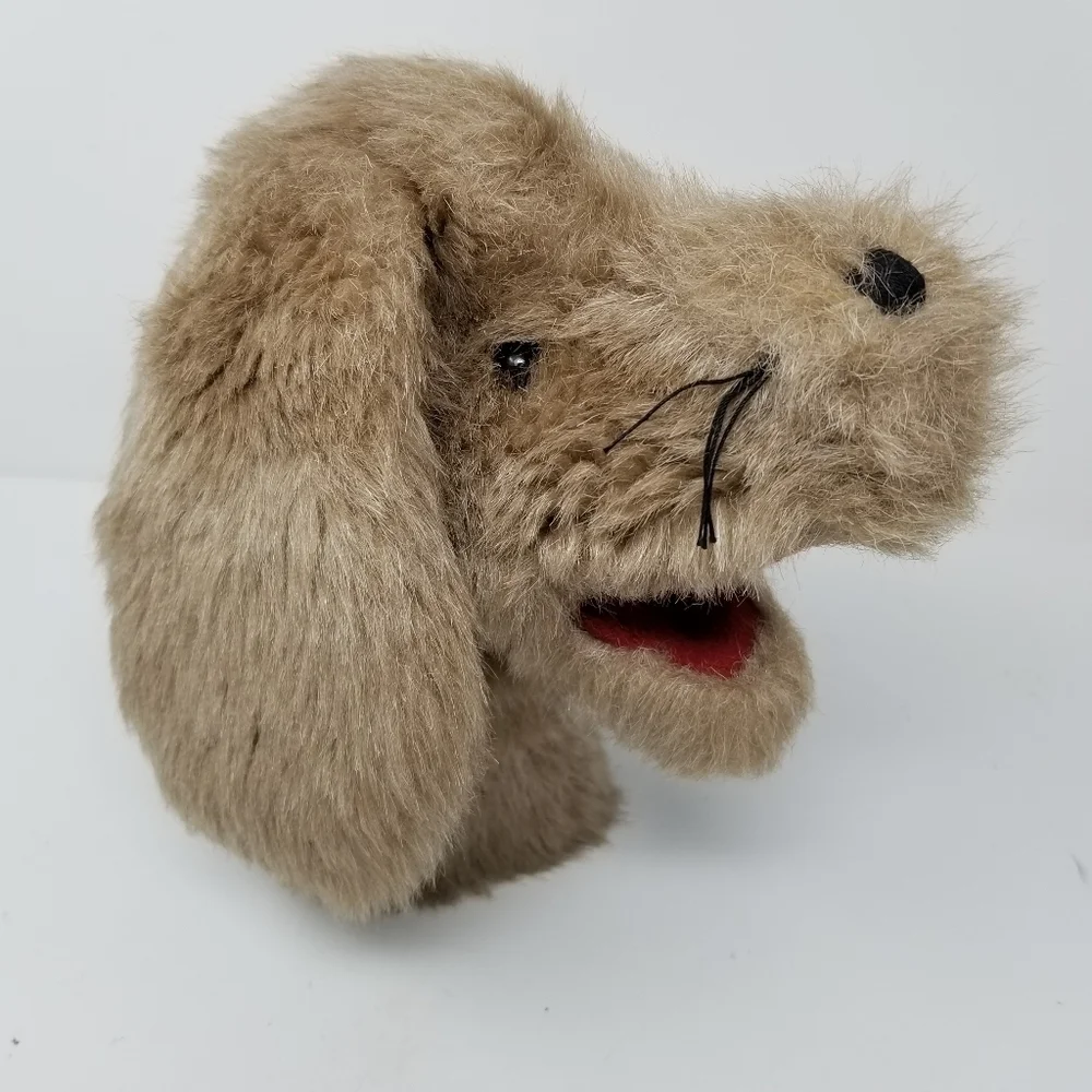 Dog Puppy Furry Hand Puppet Vintage Hand Made Animal Kids Golf Cover Pet Golden
